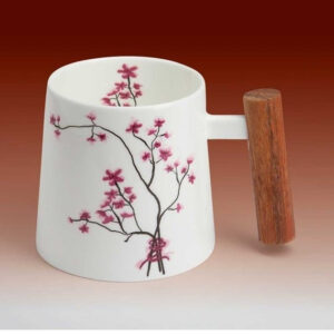 CHERRY BLOSSOM mug with wooden handle 0.32l