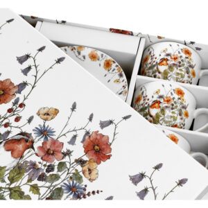 Set of cups and saucers Wild bird porcelain 0.28l