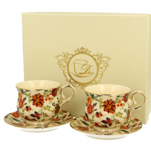 Espresso cups and saucers porcelain Ecru Fantasy