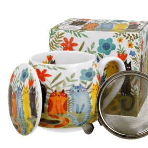 Porcelain cup with strainer Cats world garden 0.43l