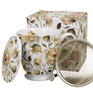 Mug with strainer porcelain English roses 0.51l