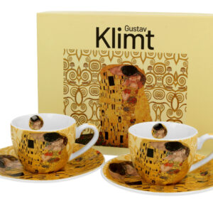 Espresso cups and saucers porcelain Ecru The kiss