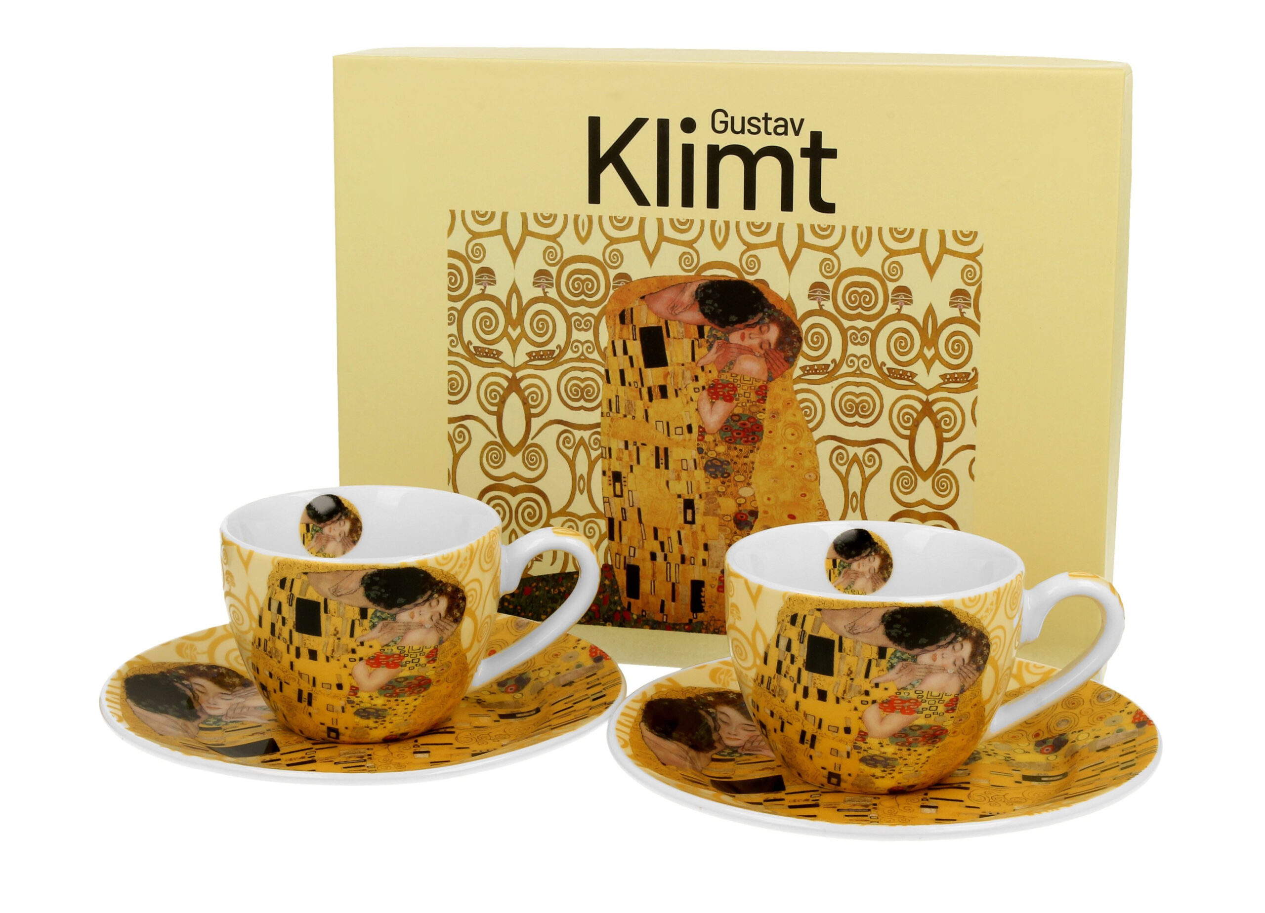 Espresso cups and saucers porcelain Ecru The kiss