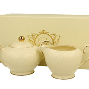 Sugar bowl and mug Ecru Vesper porcelain