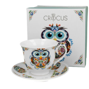 Ethno Owl porcelain cup and saucer