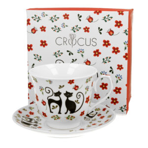 Etno Cats porcelain cup and saucer