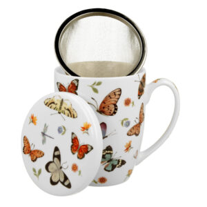 Cup with strainer Butterflies porcelain