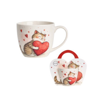 Cup porcelain Cat whit toy 460ml