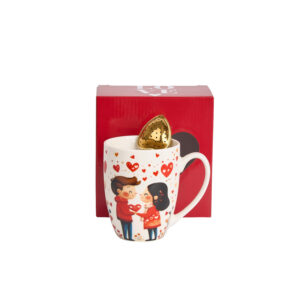 Cup porcelain Couple 360ml with strainer heart