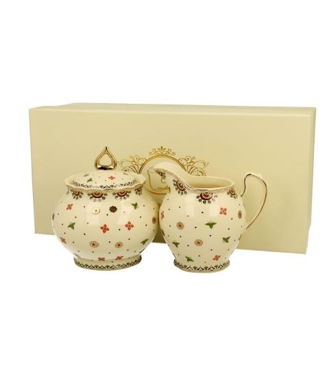 Sugar bowl and mug Ecru porcelain Casablanca Sugar bowl and mug Ecru porcelain Casablanca