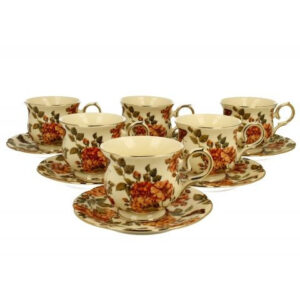 Cup and saucer 6/1 Ecru porcelain Herbal Rose