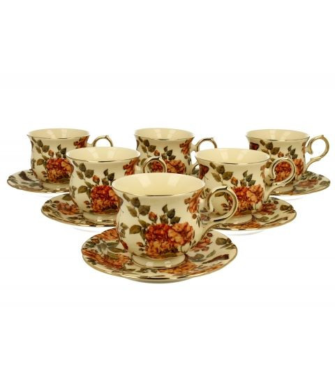 Cup and saucer 6/1 Ecru porcelain Herbal Rose Cup and saucer 6/1 Ecru porcelain Herbal Rose