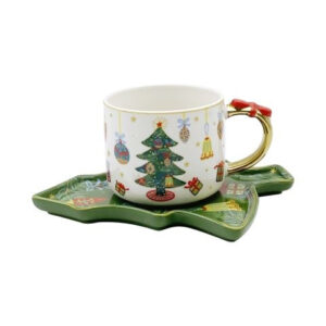 Cup and saucer with spoon porcelain Christmas Tree 250ml