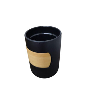 Black cast iron mug with wooden handle, 250ml