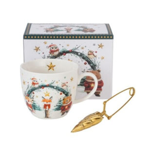 Porcelain cup with strainer – Christmas Cuties tongs 460ml