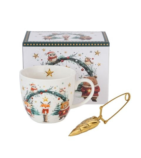Porcelain cup with strainer – Christmas Cuties tongs 460ml Porcelain cup with strainer – Christmas Cuties tongs 460ml