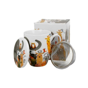 Porcelain cup with strainer Dog World Animals 360ml