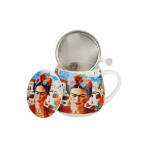 Mug with strainer MEXICAN ART – Porcelam RED 430 ml