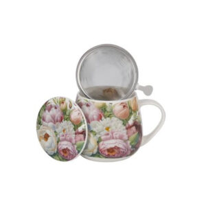Cup with strainer porcelain Peonies 430ml